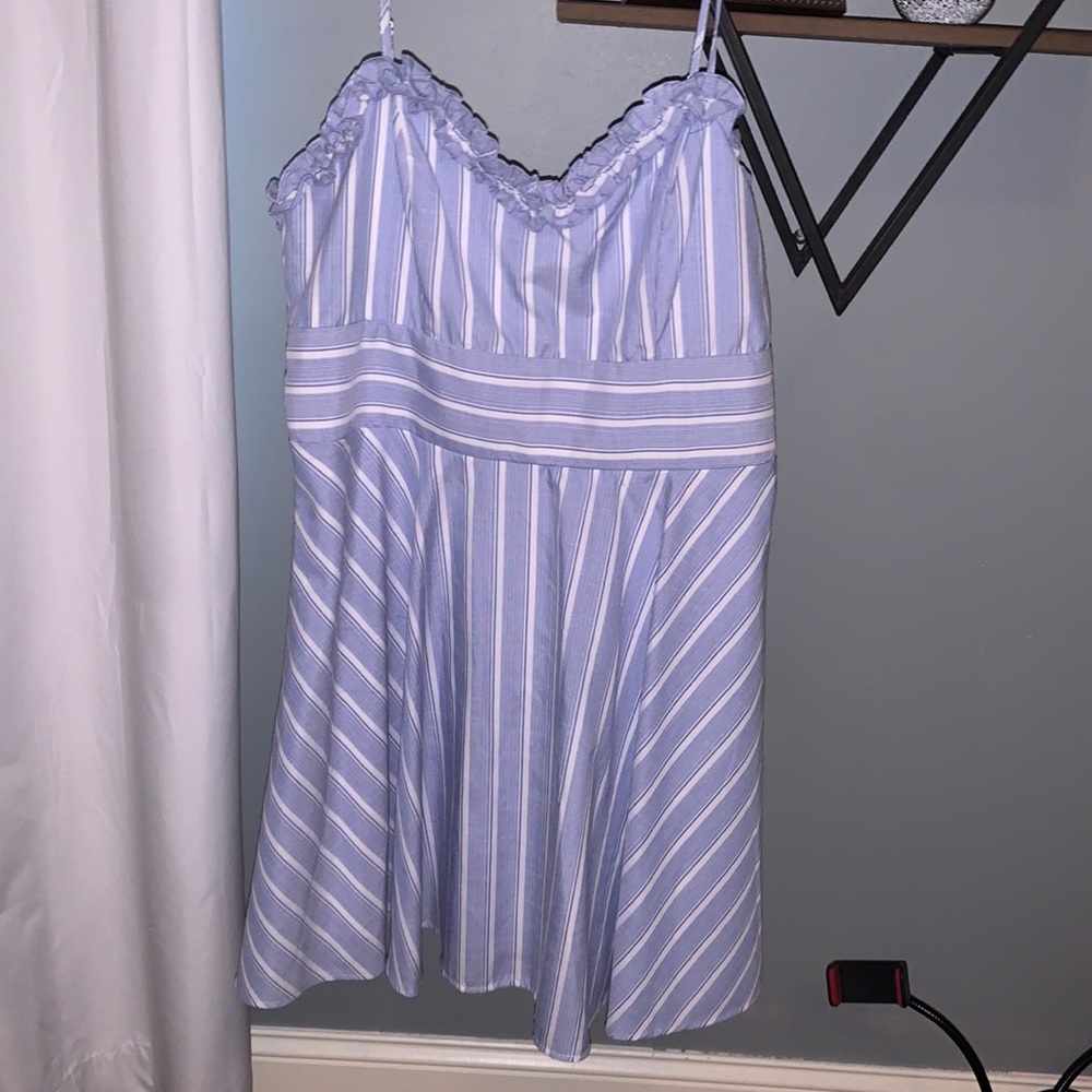 Blue and white dress